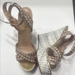 Love Moschino Cream Tan Wedges with Braided Detail